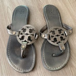 Tory Burch Miller metallic slip on sandals